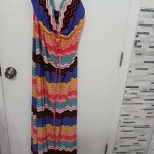 Rouge collection strapless striped longline striped summer dress Padded bra